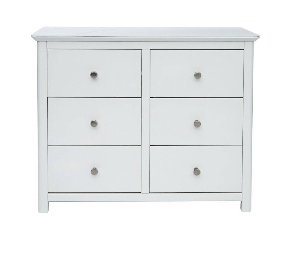 Core Products Nairn White Handcrafted 3+3 Drawer Wide Chest - Price Crash Furniture