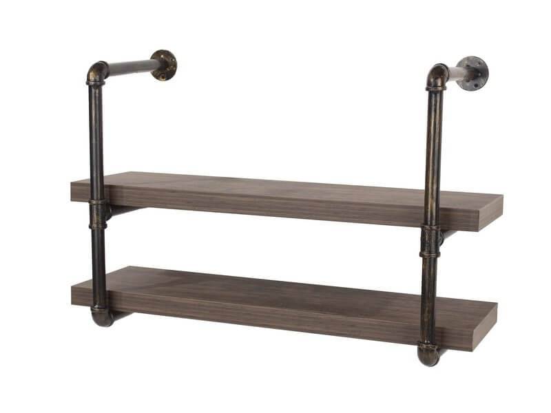 Loft 60cm Double Wall Shelf with Pipe Design Brackets by Core - Price Crash Furniture