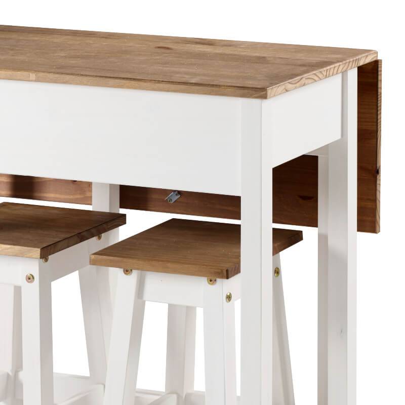 Core Products Corona White Breakfast Drop Leaf Table & 2 Stools Set - Price Crash Furniture