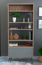 Core Vegas Bleached Oak Effect Display Bookcase With Door - Price Crash Furniture