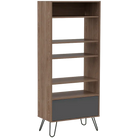 Core Vegas Bleached Oak Effect Display Bookcase With Door - Price Crash Furniture