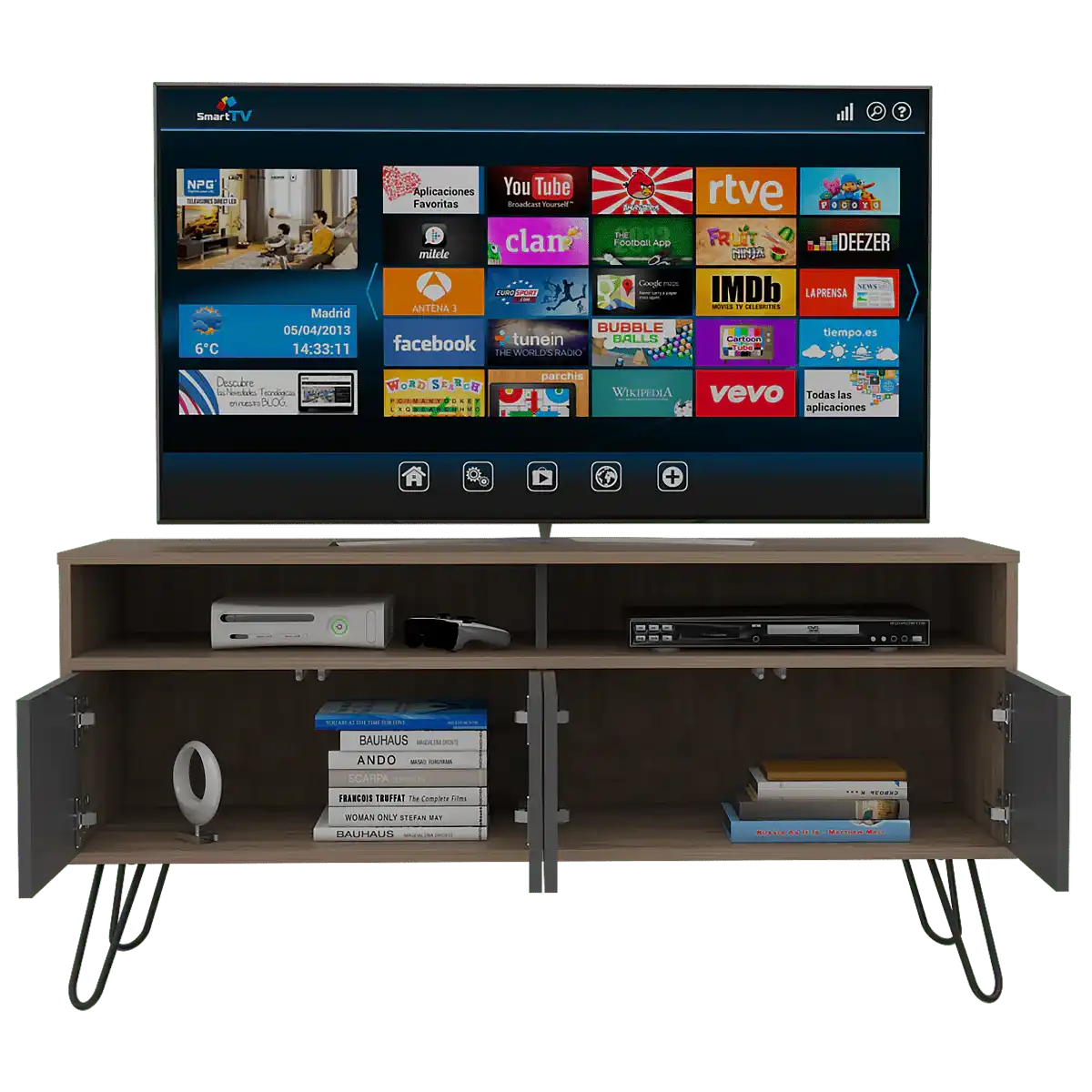 Core Vegas Bleached Oak Effect 4 Door TV Stand - Price Crash Furniture