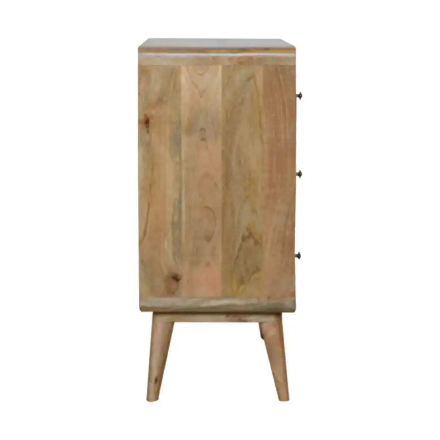 Curved 3 Drawer Chest in Oak-effect Mango Wood - Price Crash Furniture