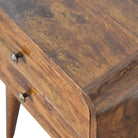 Curved Chestnut Bedside Table with Cable Access - Price Crash Furniture