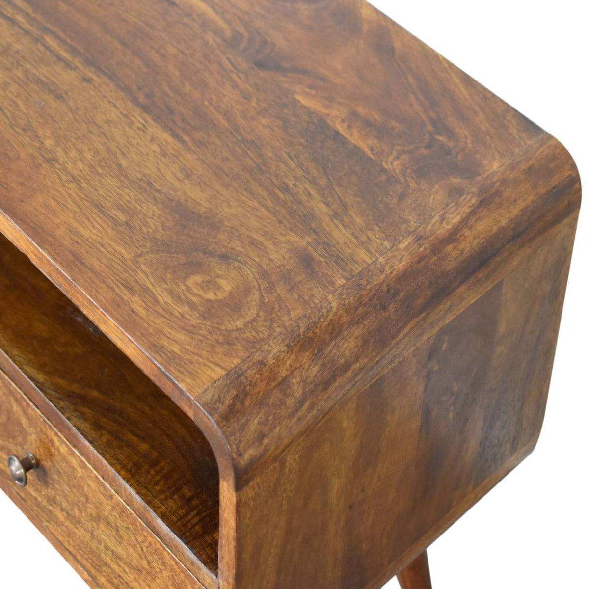 Curved Chestnut Media Unit with Cable Access - Price Crash Furniture