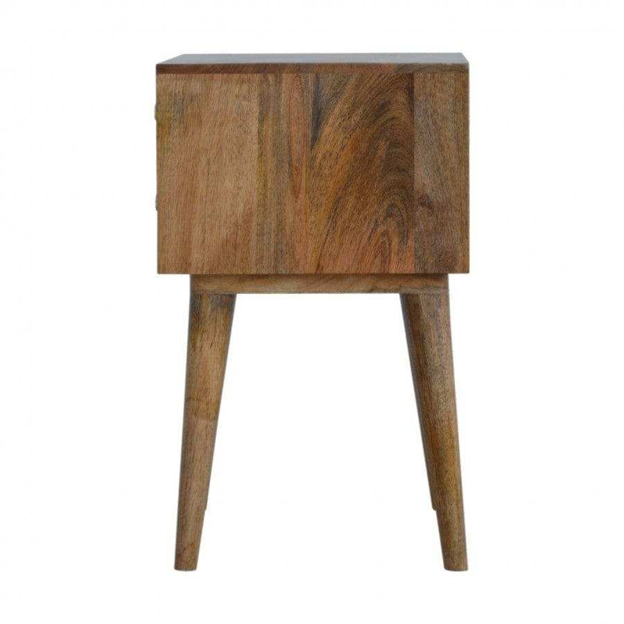 Diamond Carved Bedside With 2 Drawers - Price Crash Furniture