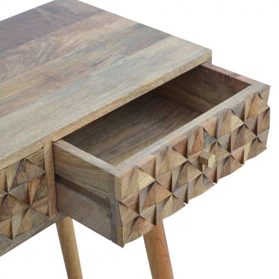 Diamond Carved Console Table With 2 Drawers - Price Crash Furniture