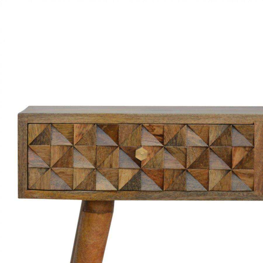 Diamond Carved Console Table With 2 Drawers - Price Crash Furniture