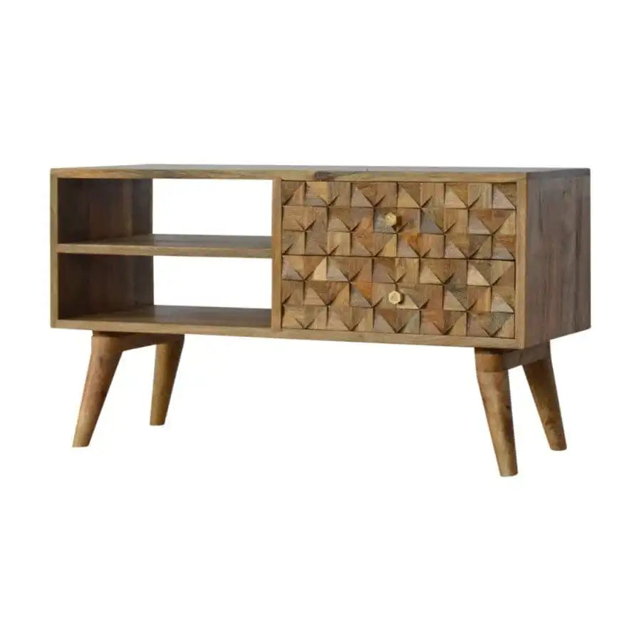 Diamond Carved Media Unit With 2 Open Slot - Price Crash Furniture