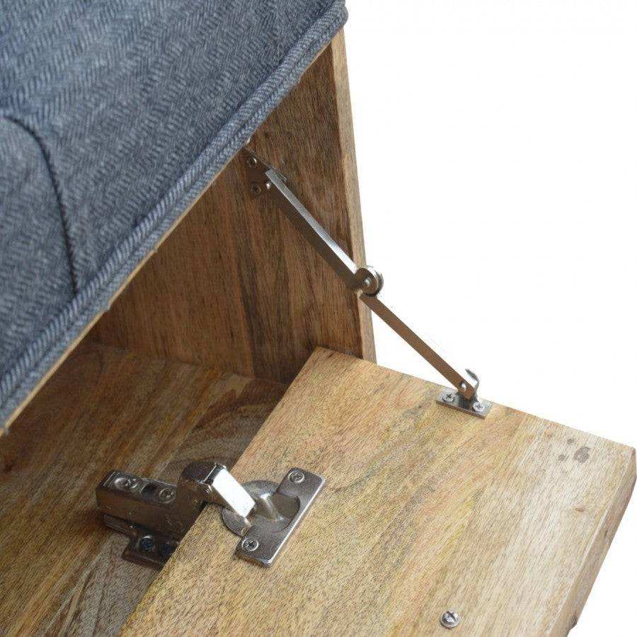 Diamond Carved Storage Hallway Bench With Grey Tweed Top - Price Crash Furniture