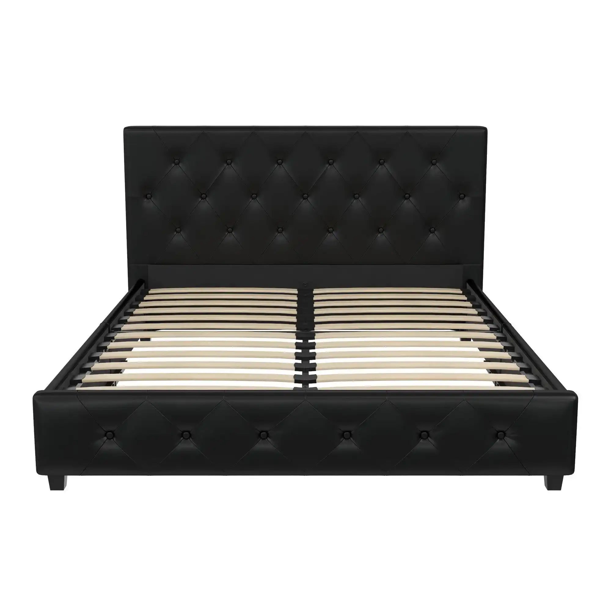Dakota Upholstered Bed Black PU King UK - Price Crash Furniture