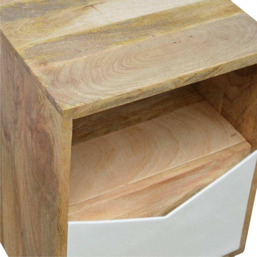 Envelope Style White Painted Drawer Front Bedside Table With Open Slot - Price Crash Furniture
