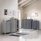 Essentials 3 Door Slatted Shoe Cabinet in Dark Grey by TAD - Price Crash Furniture