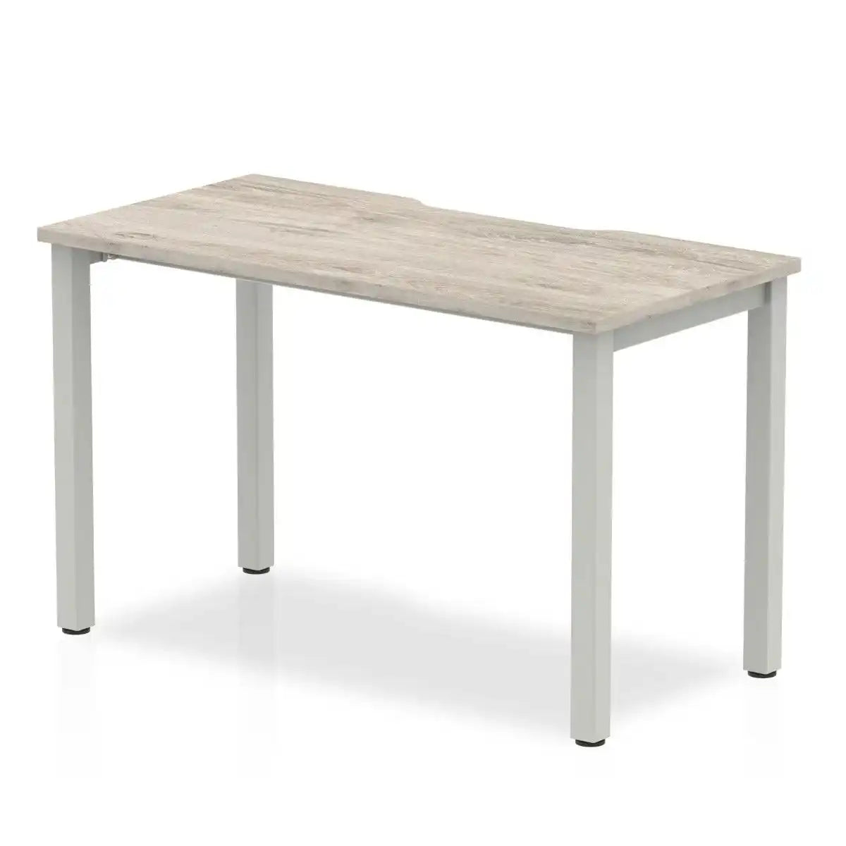 Evolve Plus Single Starter Desk with Grey Oak Top and Silver Frame - Price Crash Furniture