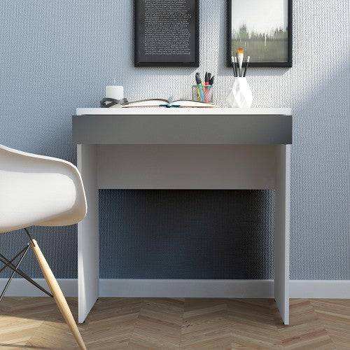 Function Plus Compact Desk in White & Grey - Price Crash Furniture