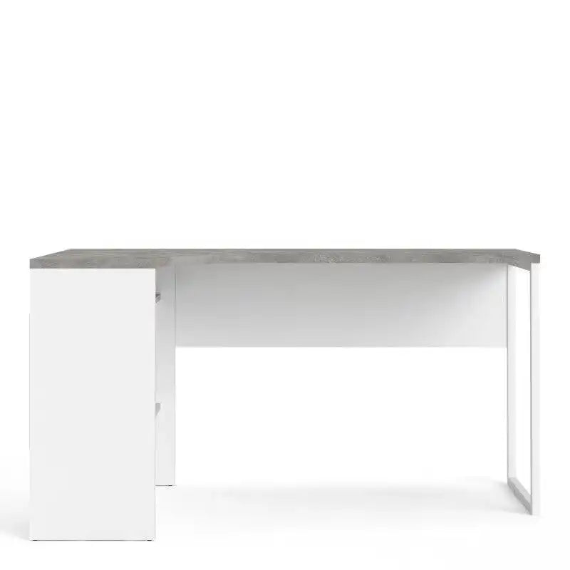 Function Plus Corner Desk 2 Drawers in White and Grey - Price Crash Furniture