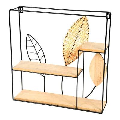 Square Metal Framed Rattan Leaf Shelf Unit by Geko - Price Crash Furniture