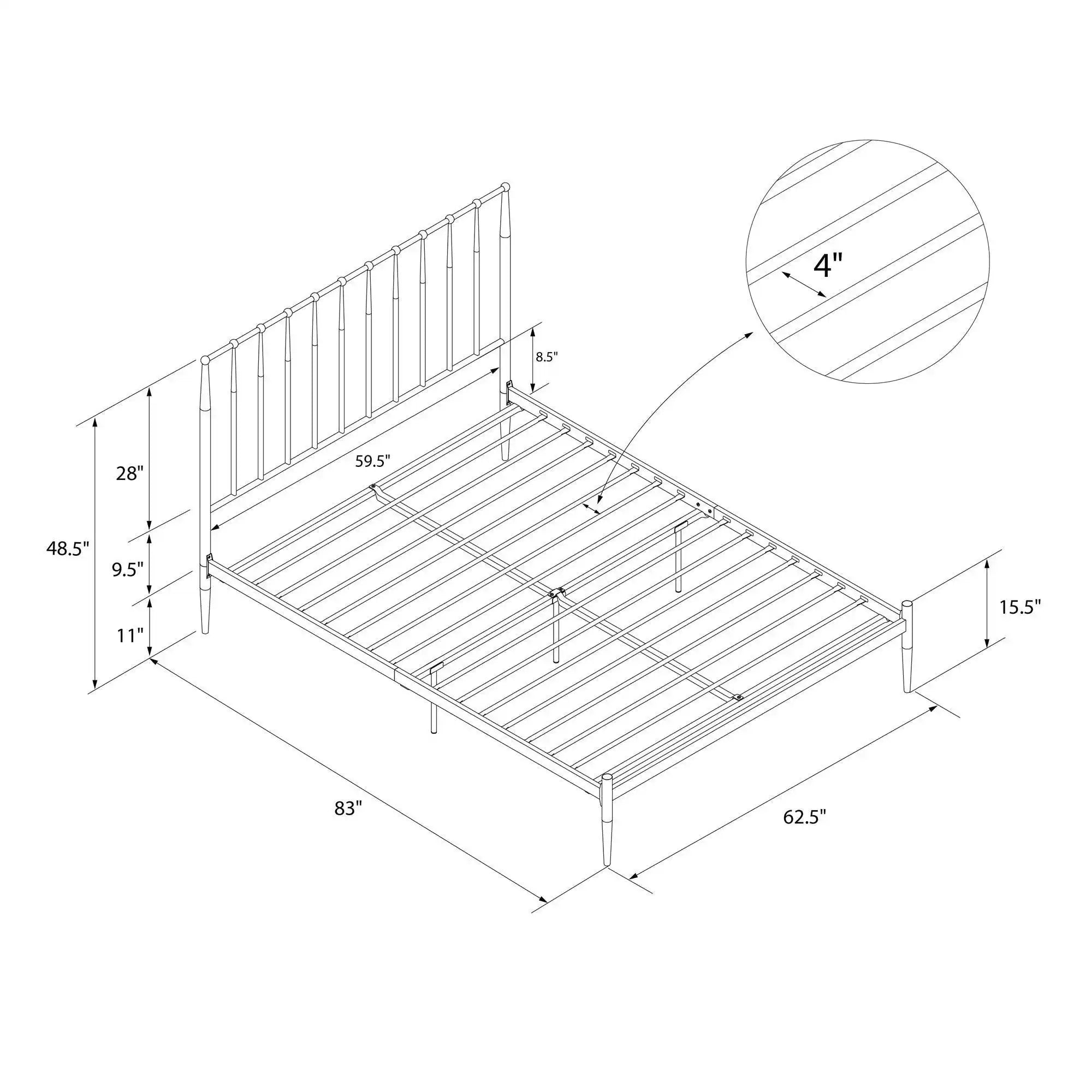 Giulia Modern Metal King size Bed in White by Dorel - Price Crash Furniture