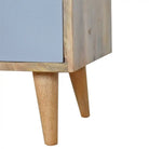 Grey Painted 2 Drawer Bedside Table with With Cut Out Slots in Oak-effect Solid Mango Wood - Price Crash Furniture