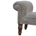 Grey Velvet Bench With Turned Feet - Price Crash Furniture