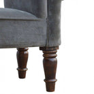 Grey Velvet Bench With Turned Feet - Price Crash Furniture