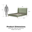 Her Majesty Linen Double Bed - in Light Green by Dorel - Price Crash Furniture