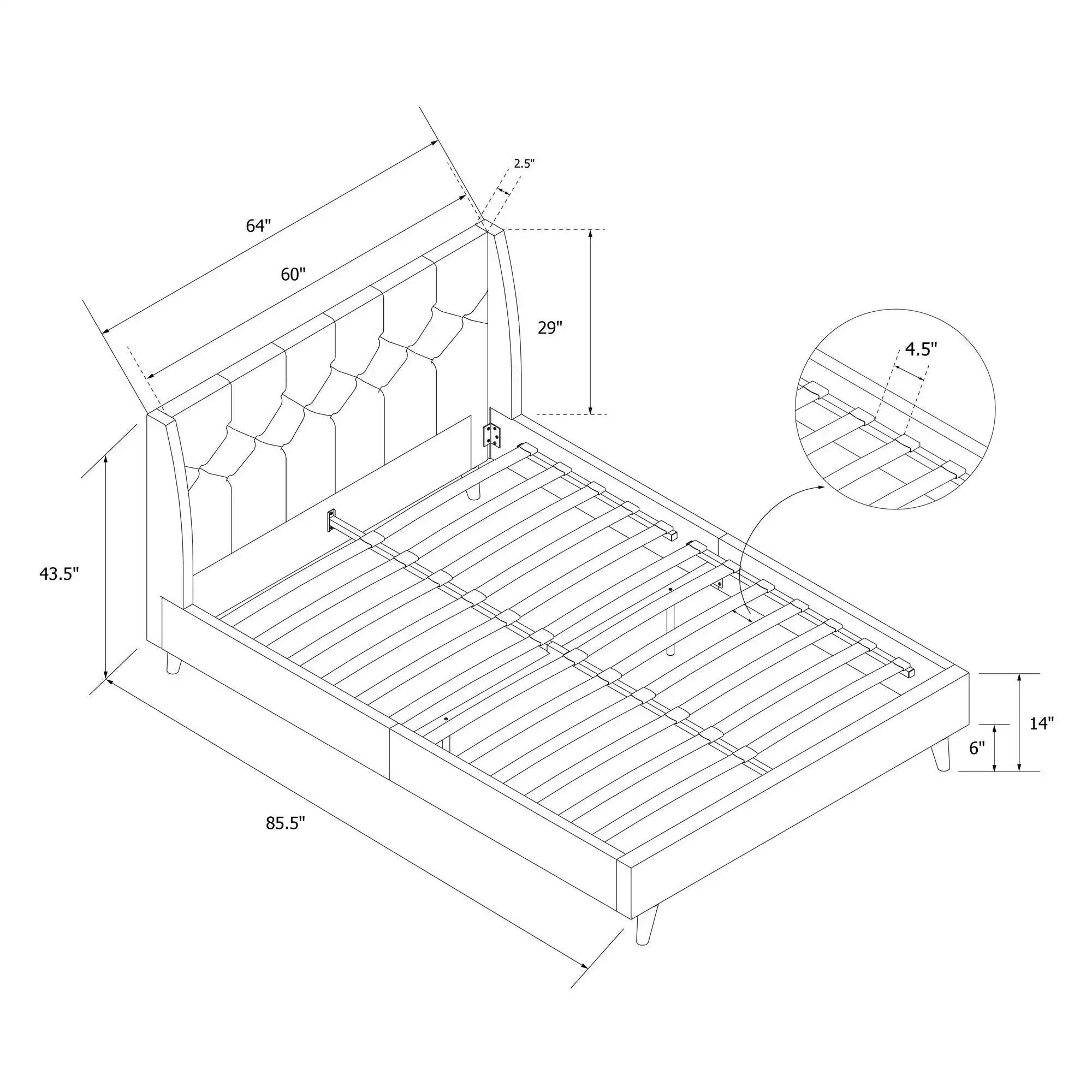 Her Majesty Linen King Size Bed - in Grey by Dorel - Price Crash Furniture