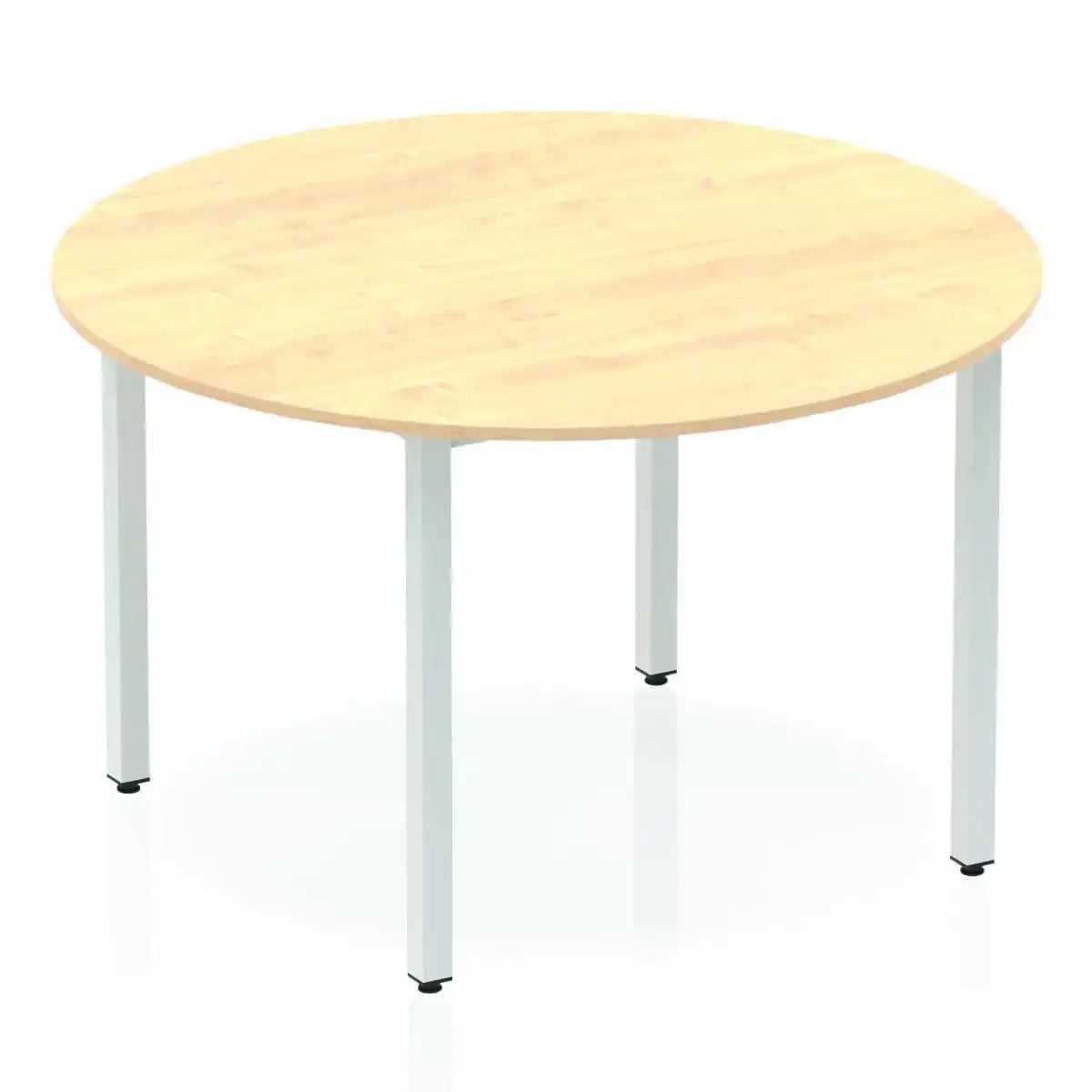 Impulse 1200mm Round Table Walnut Top Silver Box Frame Leg - Price Crash Furniture