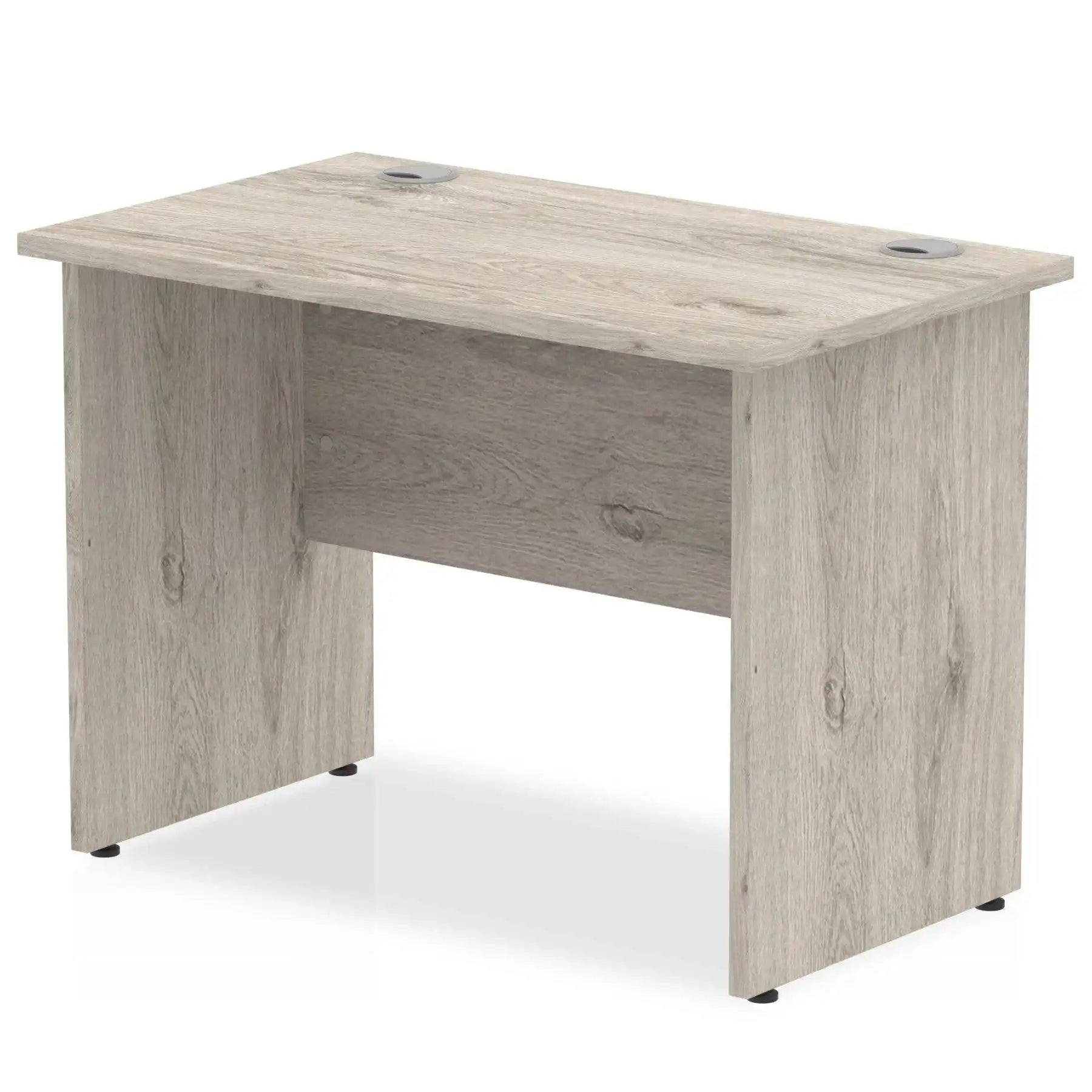 Impulse 600mm deep Straight Desk with Grey Oak Top and Panel End Leg - Price Crash Furniture