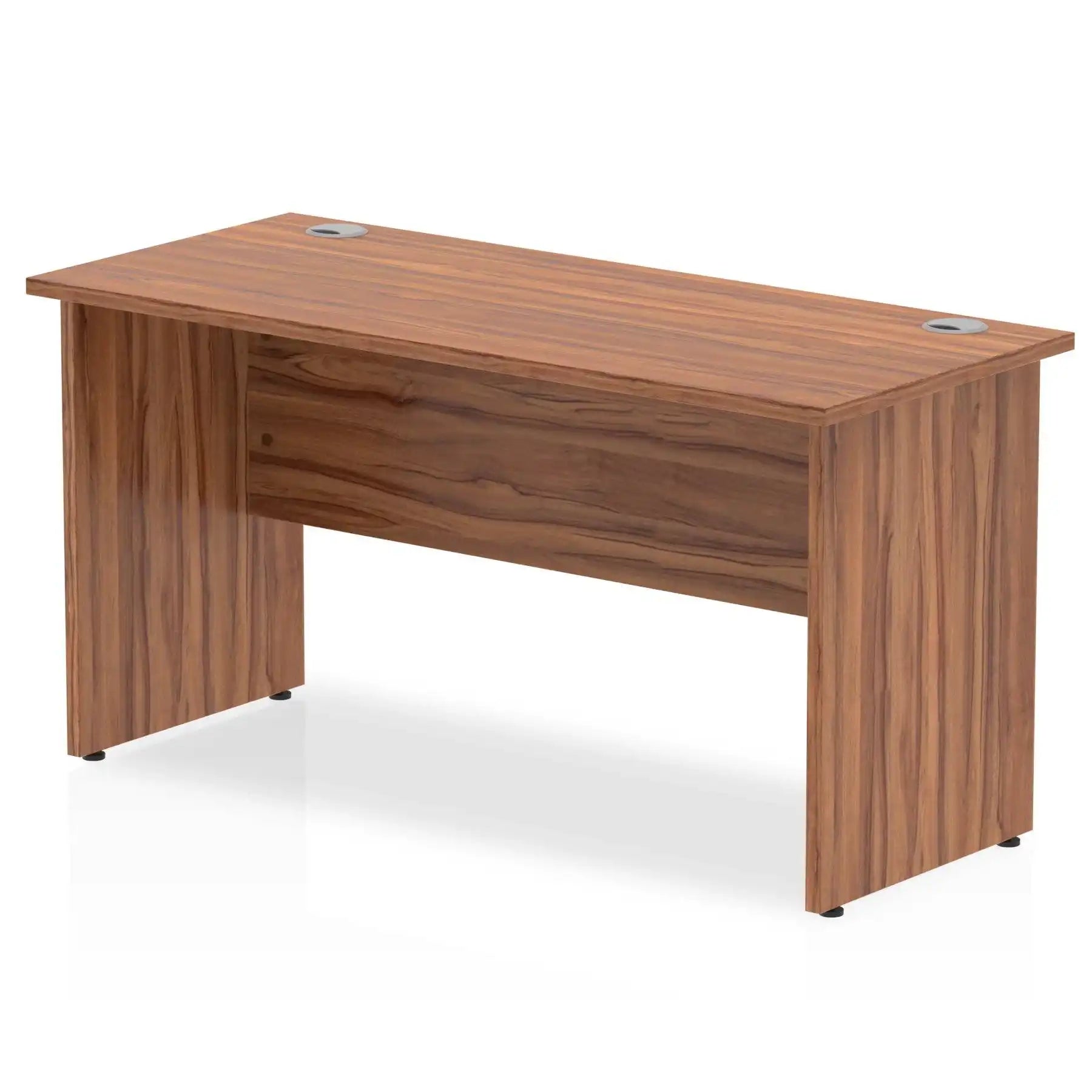 Impulse 600mm deep Straight Desk with Walnut Top and Panel End Leg - Price Crash Furniture