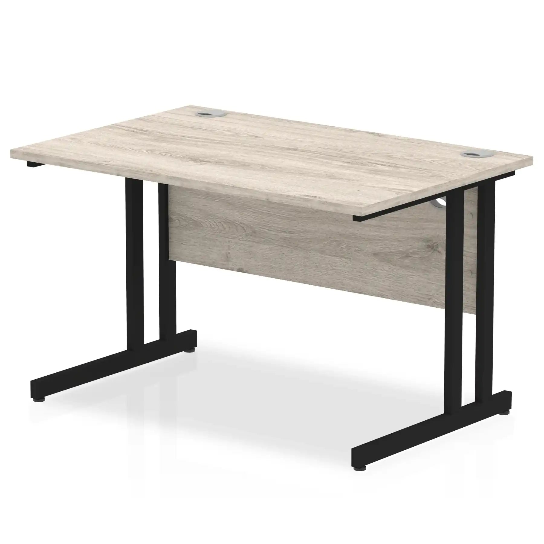 Impulse 800mm deep Straight Desk with Grey Oak Top and Black Cantilever Leg - Price Crash Furniture