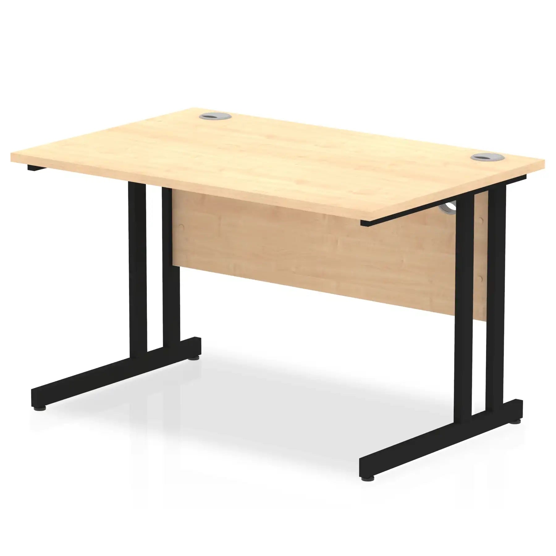 Impulse 800mm deep Straight Desk with Maple Top and Black Cantilever Leg - Price Crash Furniture