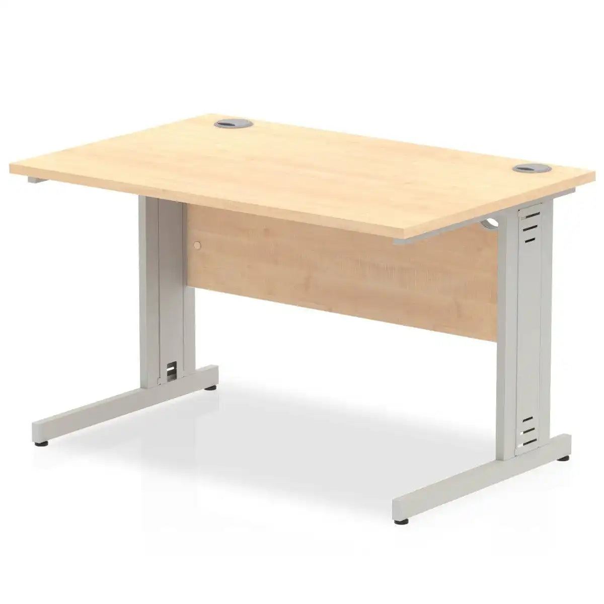 Impulse Straight Desk Maple Top Silver Cable Managed Leg - Price Crash Furniture
