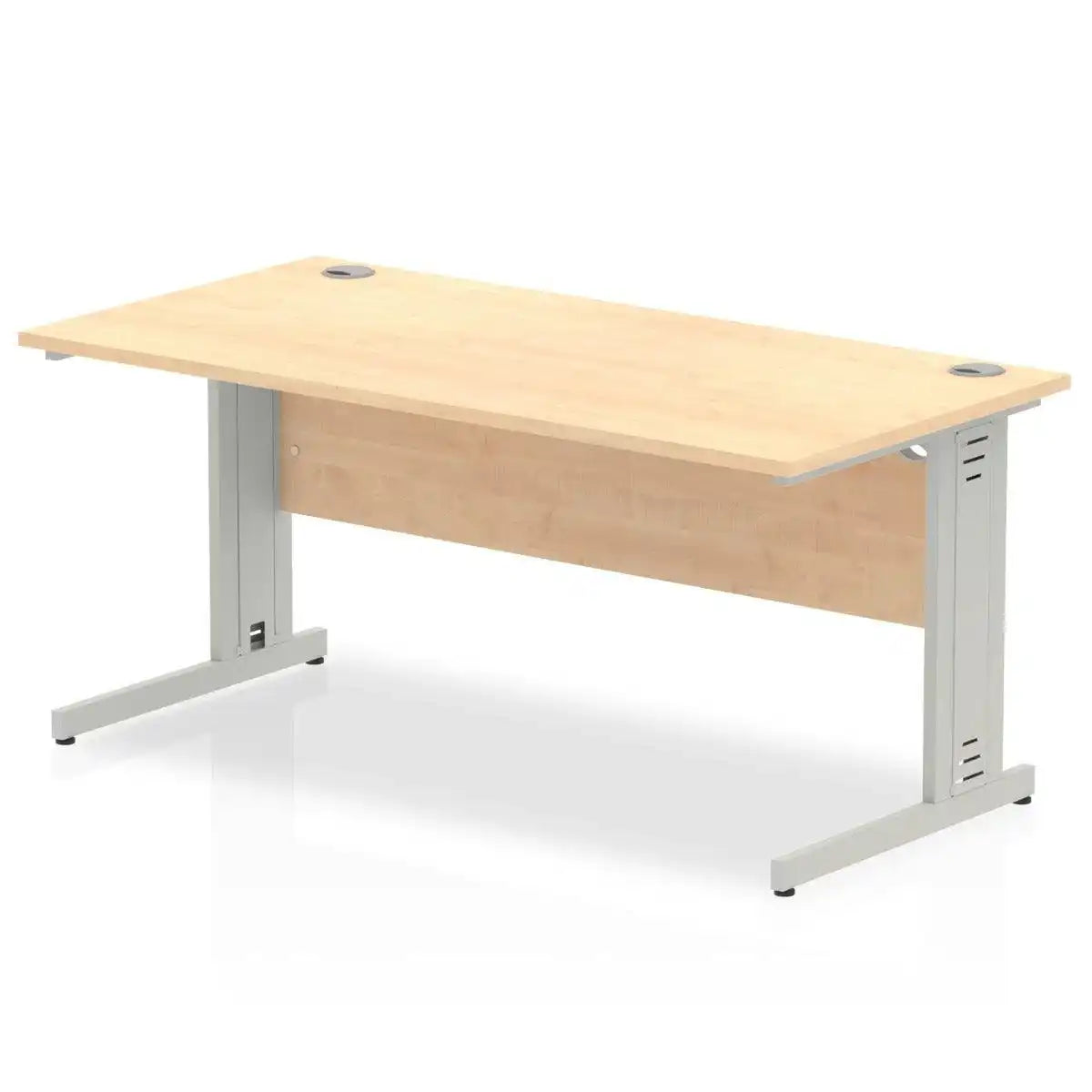 Impulse Straight Desk Maple Top Silver Cable Managed Leg - Price Crash Furniture