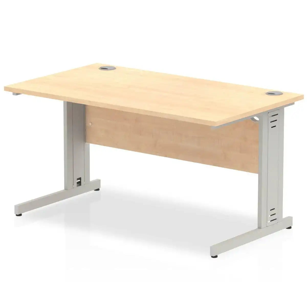 Impulse Straight Desk Maple Top Silver Cable Managed Leg - Price Crash Furniture