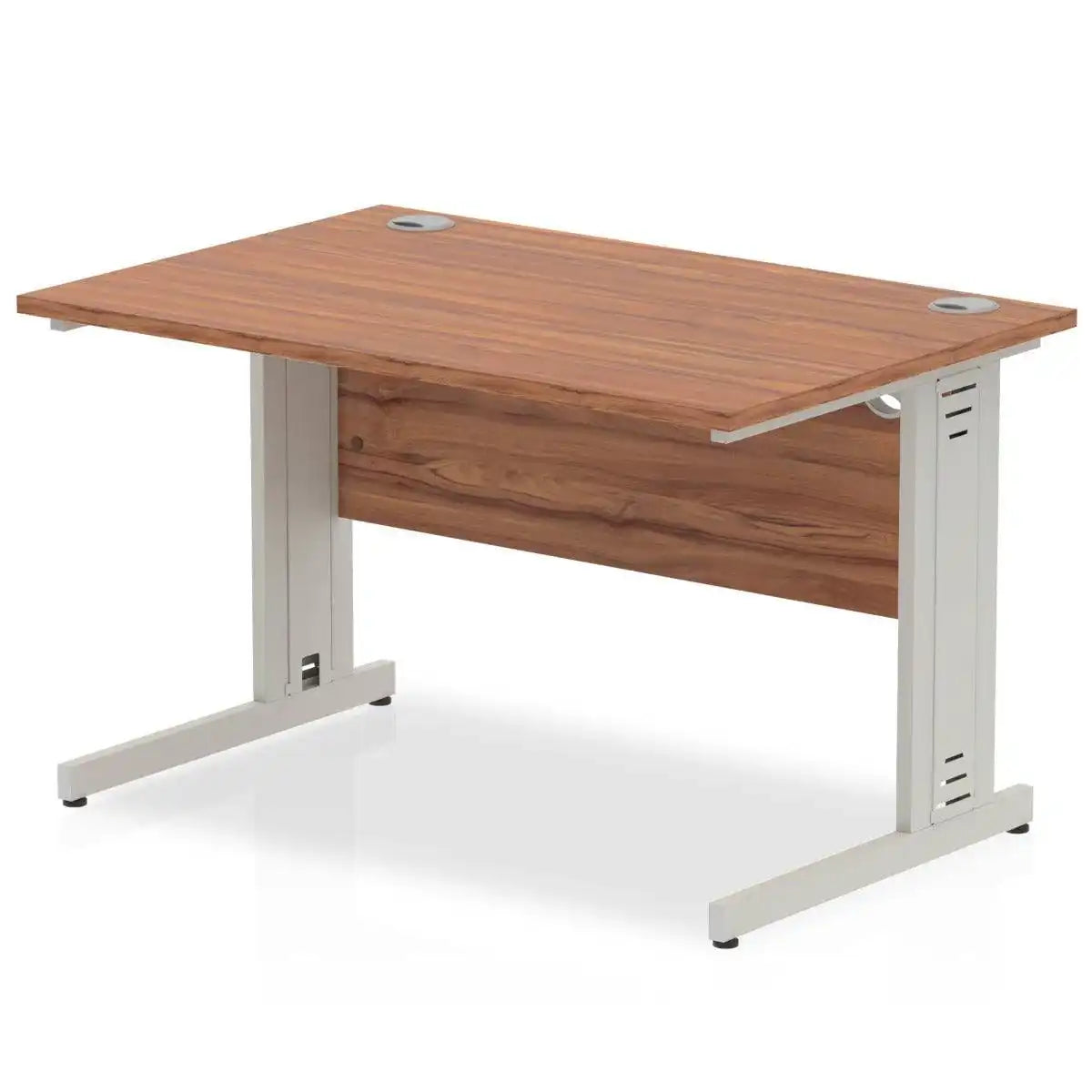 Impulse Straight Desk Walnut Top Silver Cable Managed Leg - Price Crash Furniture