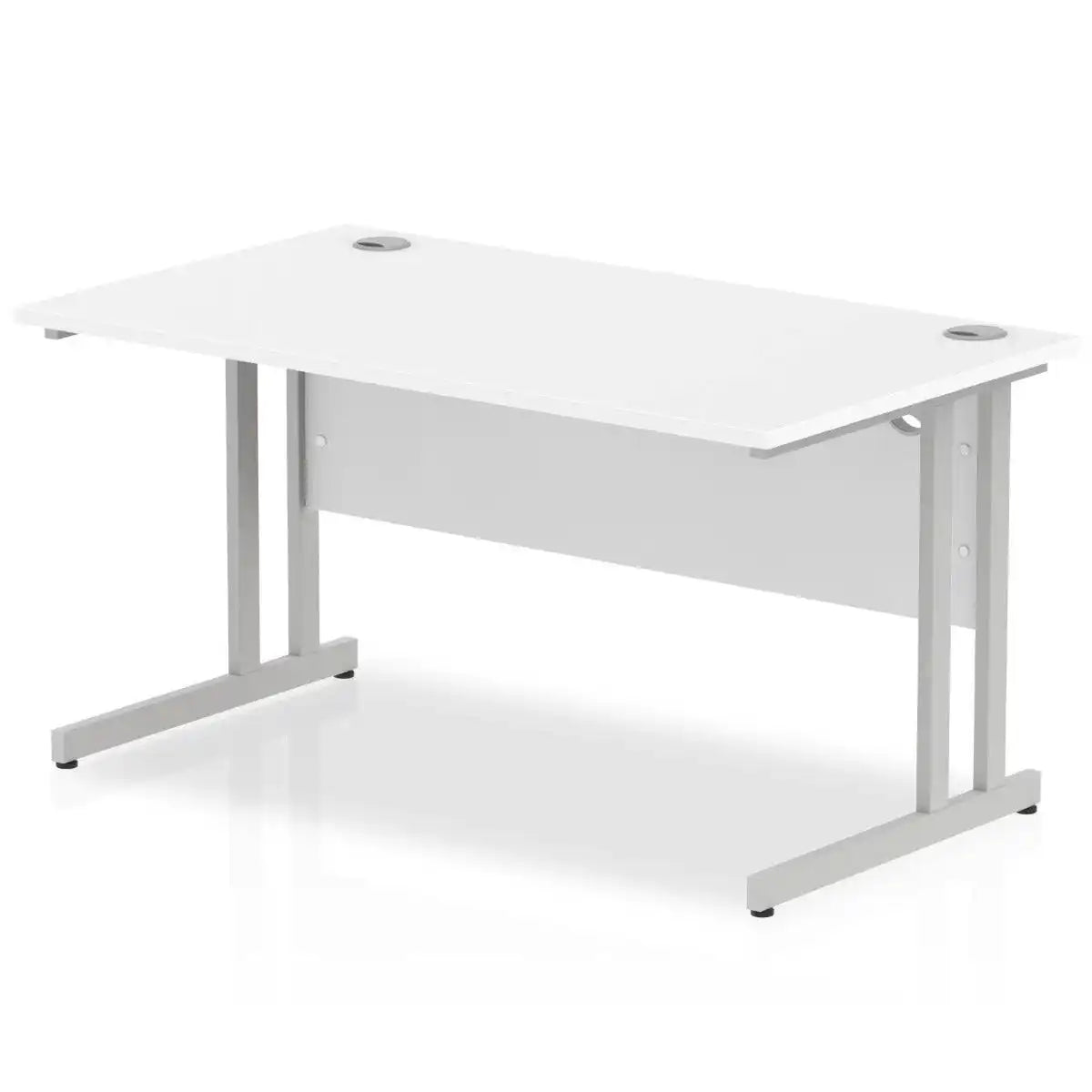 Impulse Straight Desk White Top Silver Cantilever Leg - Price Crash Furniture