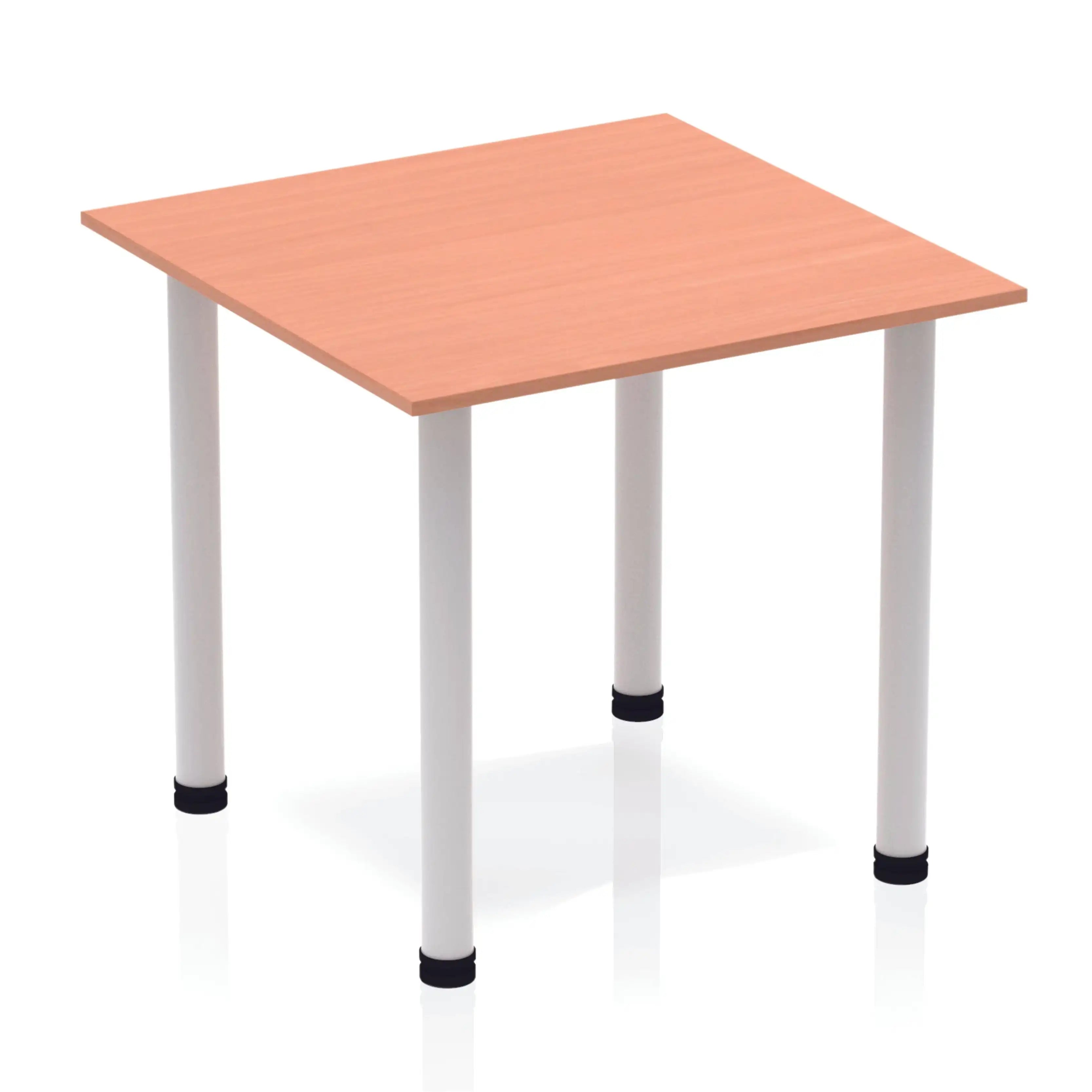Impulse Straight Table with Beech Top and Silver Post Leg - Price Crash Furniture