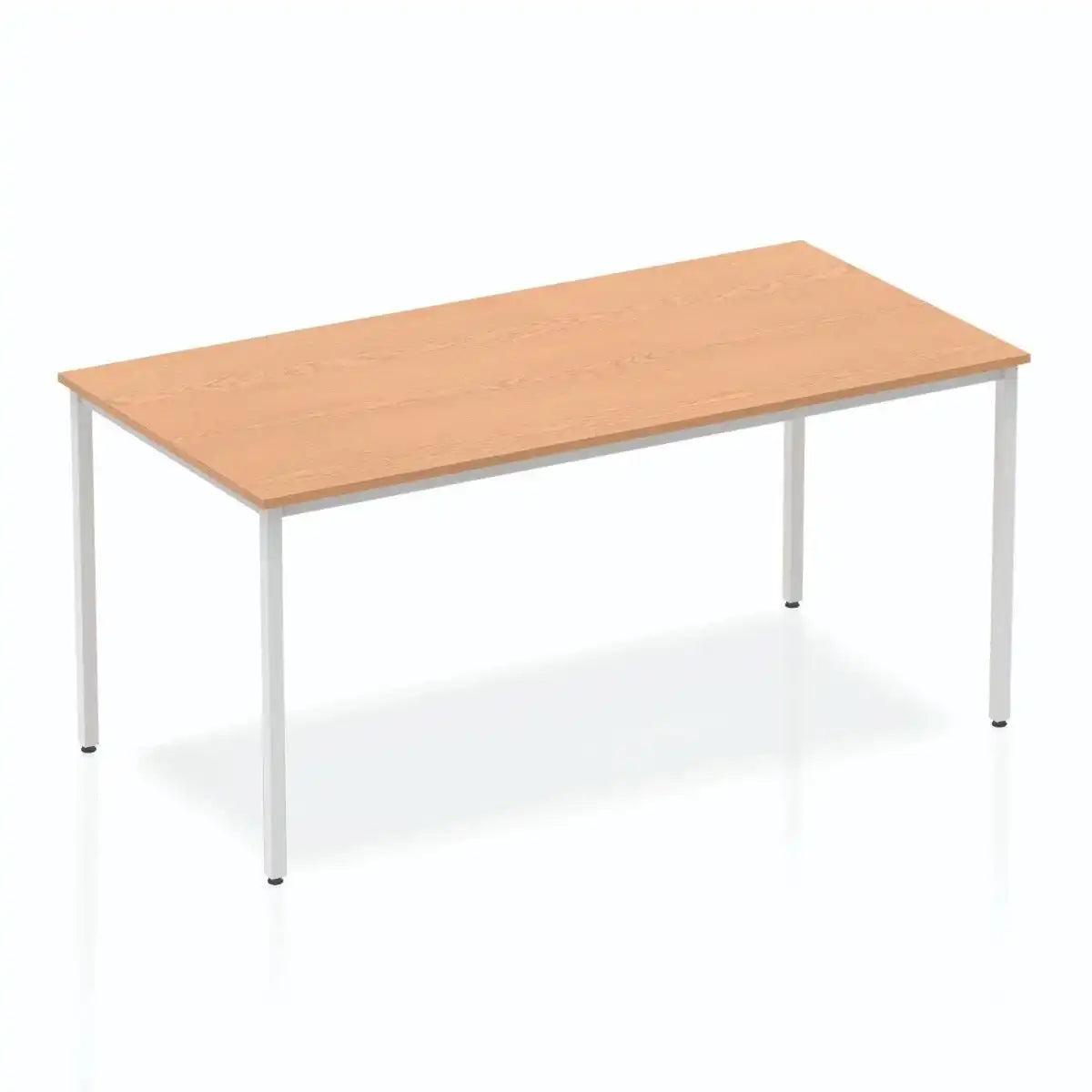 Impulse Straight Table with Oak Top and Silver Box Frame Leg - Price Crash Furniture