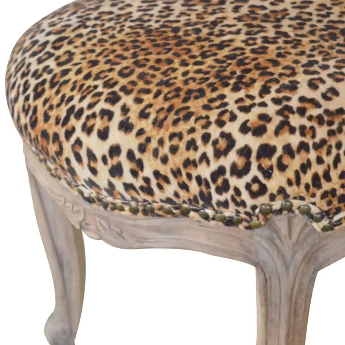 Leopard Print Studded Chair With Cabriole Legs - Price Crash Furniture