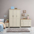 Lisbon 3 Piece Bedroom Set: 3 door wardrobe + 7 drawer chest + 2 drawer bedside - Price Crash Furniture