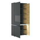 Luci 4 Door Tall Display Cabinet LH (including LED lighting) in Platinum and Oak - Price Crash Furniture