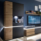 Luci 4 Door Tall Display Cabinet RH (including LED lighting) in Platinum and Oak - Price Crash Furniture