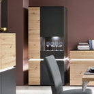 Luci 4 Door Tall Display Cabinet RH (including LED lighting) in Platinum and Oak - Price Crash Furniture