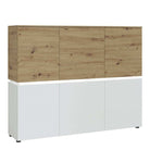 Luci 6 Door Tall Cabinet Sideboard (including LED lighting) in White and Oak - Price Crash Furniture