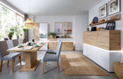 Luci 6 Door Tall Cabinet Sideboard (including LED lighting) in White and Oak - Price Crash Furniture