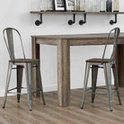 Luxor Pair of 24in Metal Counter Stools in Antique Gun Metal by Dorel - Price Crash Furniture
