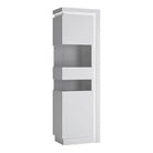 Lyon Narrow Display Cabinet (RHD) 164.1cm inc LED lighting in White High Gloss - Price Crash Furniture