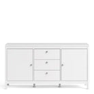 Madrid Large Wide Sideboard Buffet Unit 2 Doors + 3 Drawers in White - Price Crash Furniture