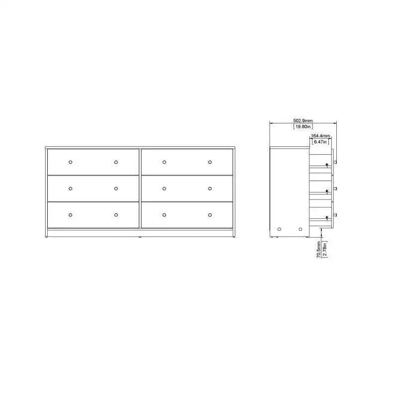 May Chest of 6 Drawers (3+3) in Jackson Hickory Oak - Price Crash Furniture